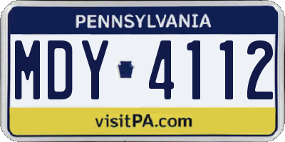 PA license plate MDY4112