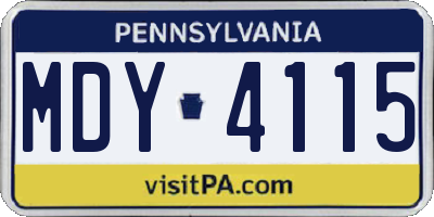 PA license plate MDY4115
