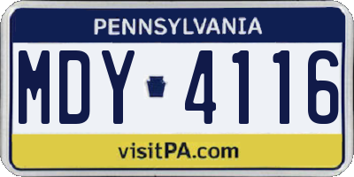 PA license plate MDY4116
