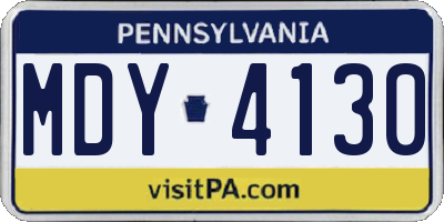 PA license plate MDY4130