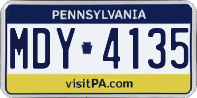 PA license plate MDY4135
