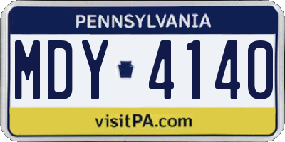 PA license plate MDY4140