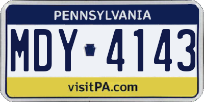 PA license plate MDY4143