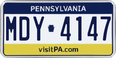 PA license plate MDY4147