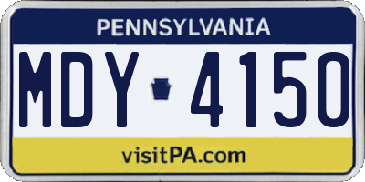 PA license plate MDY4150