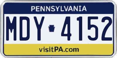 PA license plate MDY4152