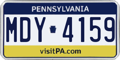 PA license plate MDY4159