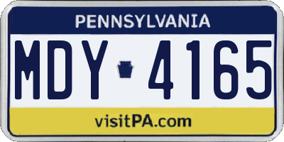 PA license plate MDY4165