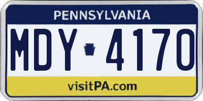 PA license plate MDY4170