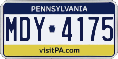 PA license plate MDY4175