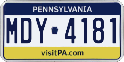 PA license plate MDY4181