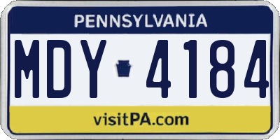 PA license plate MDY4184