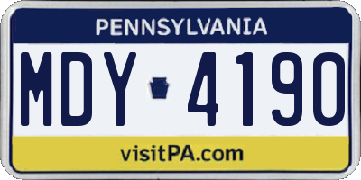 PA license plate MDY4190
