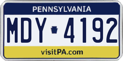 PA license plate MDY4192