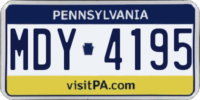 PA license plate MDY4195