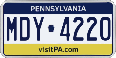 PA license plate MDY4220