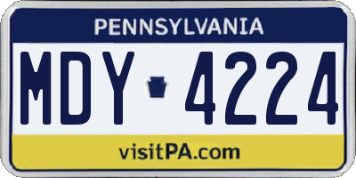 PA license plate MDY4224
