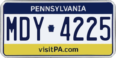 PA license plate MDY4225