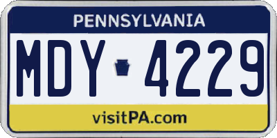 PA license plate MDY4229