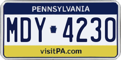 PA license plate MDY4230