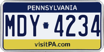 PA license plate MDY4234