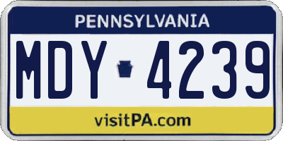 PA license plate MDY4239