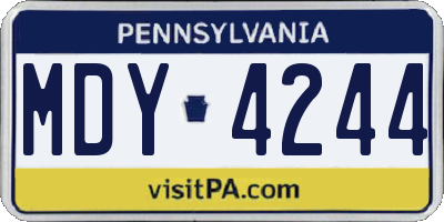 PA license plate MDY4244