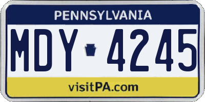 PA license plate MDY4245