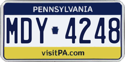 PA license plate MDY4248