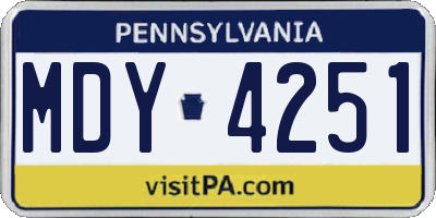 PA license plate MDY4251