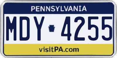 PA license plate MDY4255