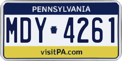 PA license plate MDY4261