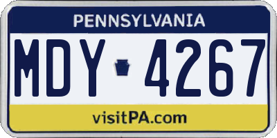 PA license plate MDY4267