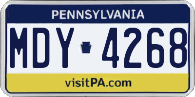 PA license plate MDY4268