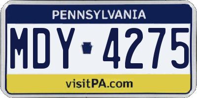 PA license plate MDY4275