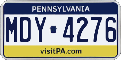 PA license plate MDY4276
