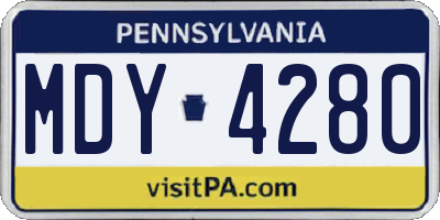 PA license plate MDY4280