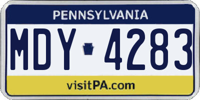 PA license plate MDY4283