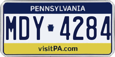 PA license plate MDY4284