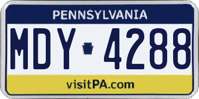 PA license plate MDY4288