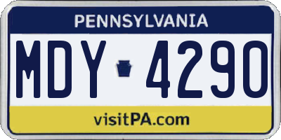 PA license plate MDY4290