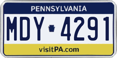PA license plate MDY4291