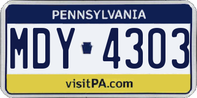 PA license plate MDY4303
