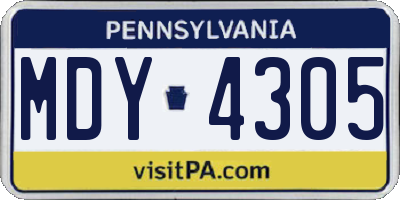 PA license plate MDY4305