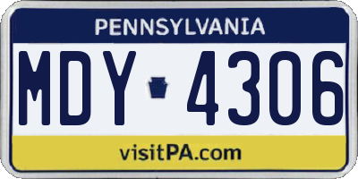 PA license plate MDY4306