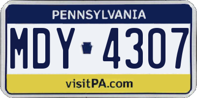 PA license plate MDY4307