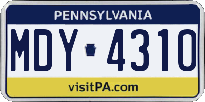 PA license plate MDY4310