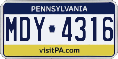 PA license plate MDY4316