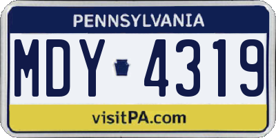 PA license plate MDY4319
