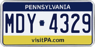 PA license plate MDY4329